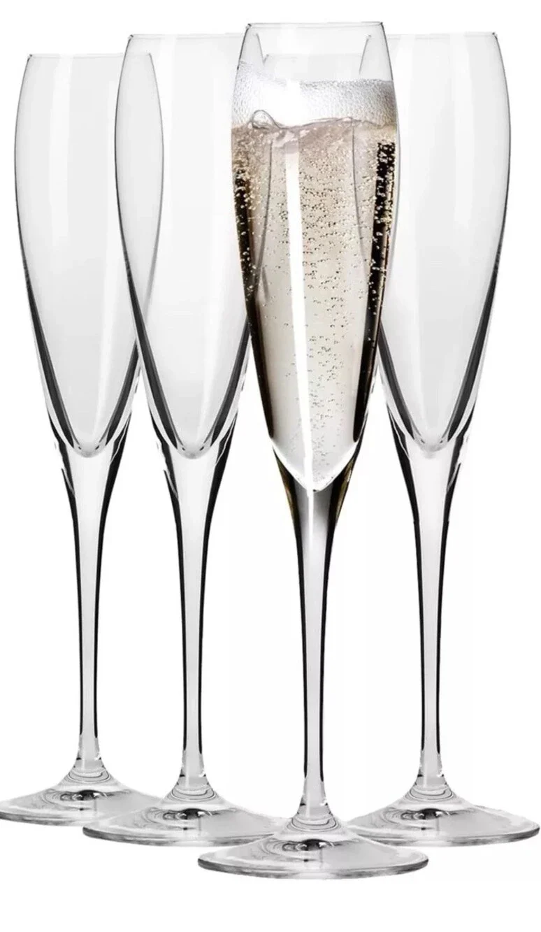 Krosno - Perla Champagne Glasses 4 x 5.7 fl oz | Set of 4 | Flutes...